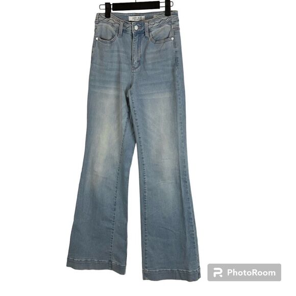Judy Blue Size 0/24 Cadence Jean Hi Waist Wide Leg Braided Waistband Bohemian R2 - Picture 1 of 12